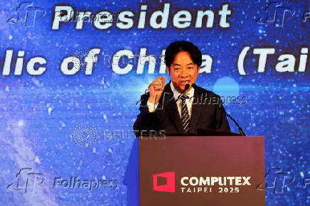 Taiwan President Lai Ching-te delivers a speech at the opening ceremony of Computex in Taipei