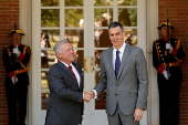 Spain?s PM Sanchez and Jordan's King Abdullah meet at Moncloa Palace in Madrid