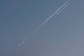 Missiles launched from Iran towards Israel are seen from Hebron