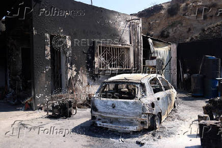 Aftermath of a wildfire in Volissos on the island of Chios