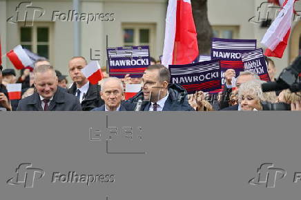 Polish presidential candidatee Karol Nawrocki campaigns in Wegrow
