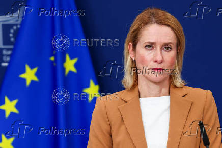 EU's Ursula von der Leyen and Kaja Kallas hold a press point on 18th package of sanctions against Russia
