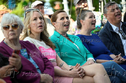 Denmark's Prime Minister Mette Frederiksen attends the political festival Folkemoedet in Allinge