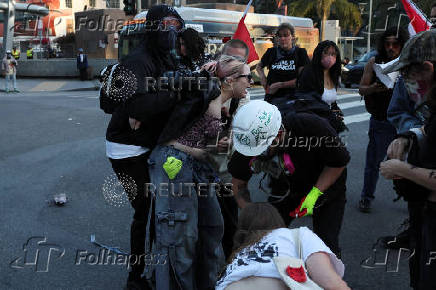 Protest against federal immigration sweeps, in Los Angeles