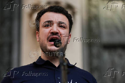 Welcome rally for Columbia University graduate student Mahmoud Khalil, in New York City