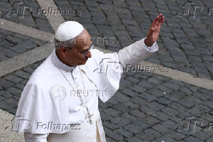 Pope Leo XIV leads the Angelus prayer in Castel Gandolfo