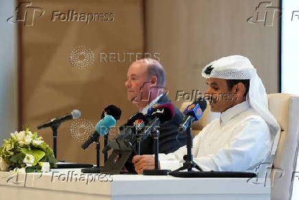 Signing ceremony of two sales and purchase agreements to export liquefied natural gas (LNG) to Germany, in Doha