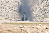 Smoke rises after a drone attack targeted oil facilities in the Zakho area of Iraq's Kurdistan region