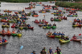 People attend Pilica Trail on Pilica River