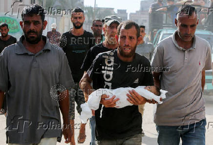 Palestinian father mourns 3-month-old who died due to malnutrition, according to medics, in Khan Younis
