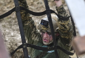 Ukrainian military-style obstacle course race 'Kordon Race' near Lviv