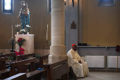 Cardinal Wilton Gregory waits inside the church of Immaculate Conception of Mary in Grottarossa (Immacolata Concezione di Maria a Grottarossa) before a Sunday Mass, in Rome