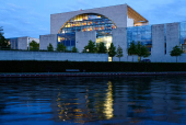 A general view shows the Chancellery building in Berlin