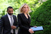 U.S. Attorney General Pam Bondi and FBI Director Kash Patel make an announcement at a press conference in Washington, D.C.
