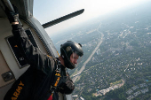 U.S. Army Golden Knights parachute team perform during the Twilight Tattoo ceremony