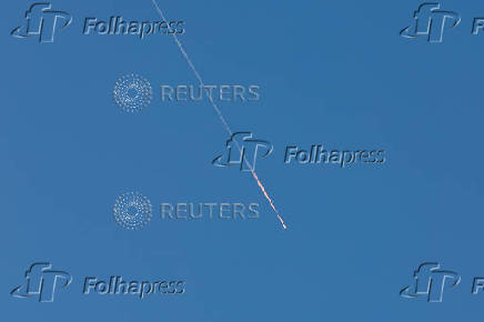 Missiles launched from Iran towards Israel are seen from Tubas