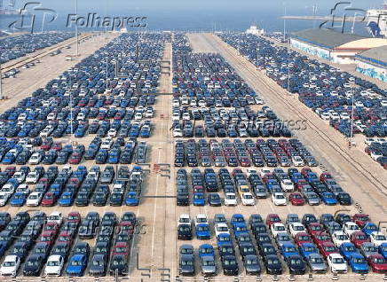Vehicles for export at Yantai Port in east China's Shandong Province