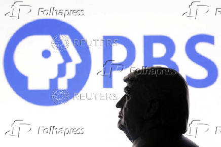 FILE PHOTO: Illustration shows 3D-printed miniature model of U.S. President Trump and Public Broadcasting Service (PBS) logo