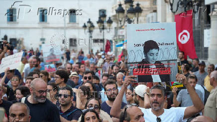 Rally against Tunisian President Kais Saied on the fourth anniversary of his power grab, in Tunis