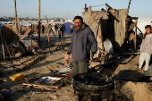 Aftermath of an Israeli strike on a tent camp sheltering displaced people, in Khan Younis
