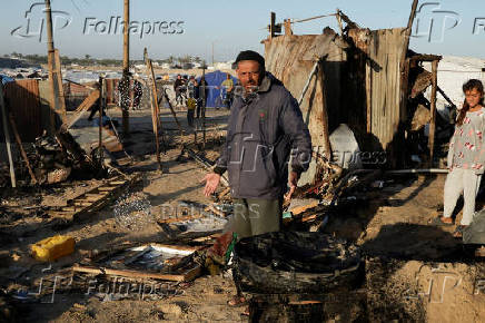 Aftermath of an Israeli strike on a tent camp sheltering displaced people, in Khan Younis