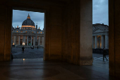 A view shows St. Peter's Basilica, ahead of the conclave to elect the next pope, as seen from Rome