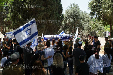 Funeral of Israeli soldier Staff sergeant Yoav Raver, in Sde Warburg