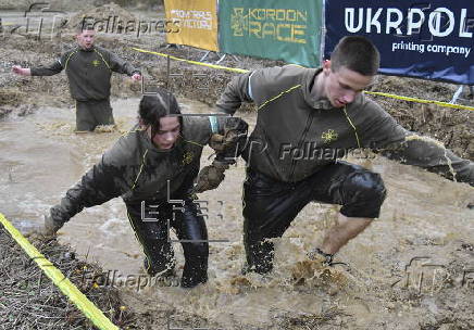 Ukrainian military-style obstacle course race 'Kordon Race' near Lviv