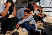 Funeral of Palestinians killed in Israeli strikes, at Nasser hospital, in Khan Younis, southern Gaza Strip