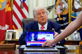 U.S. President Donald Trump and Elon Musk attend a press conference at the White House