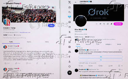 Photo Illustration of U.S. President Donald Trump's Truth Social Account and Elon Musk's X Account