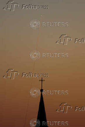 An interceptor missile is seen from Jerusalem