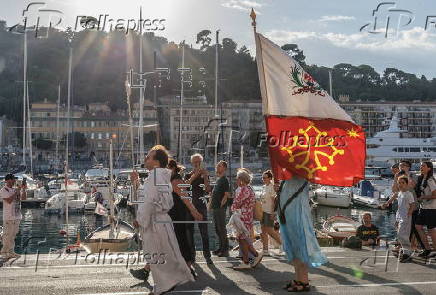 Traditional Feast of the Assumption procession along the port of Nice
