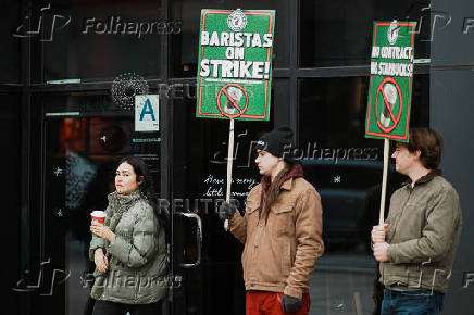 The Starbucks Workers United protest in New York