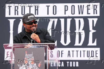 Rapper and actor Ice Cube gets hands and feet cemented in Hollywood