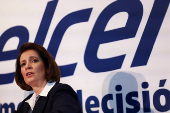 Mobile phone company Telcel holds a press conference in Mexico City