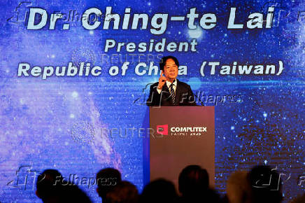 Taiwan President Lai Ching-te delivers a speech at the opening ceremony of Computex in Taipei
