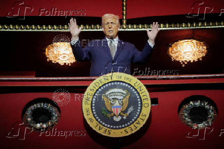 FILE PHOTO: U.S. President Donald Trump stands at the presidential box at the Kennedy Center in Washington