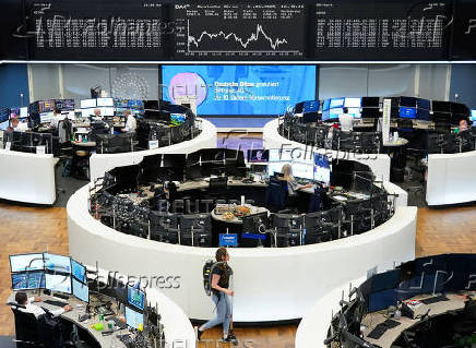 The German DAX share price index graph is displayed at the stock exchange in Frankfurt