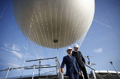 French President Macron visits reinstallation site of Olympic cauldron in Paris