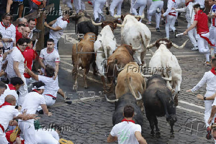 Los rápidos y peligrosos toros de Jandilla, protagonistas del quinto encierro de los Sanfermines