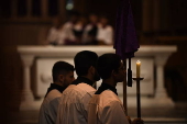 Worshippers participate in Stations of the Cross at St Mary’s Catholic Cathedral in Sydney