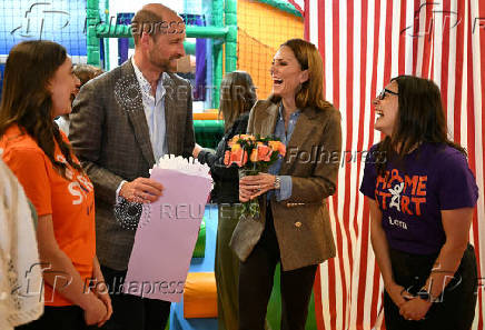 Britain's Prince William, Prince of Wales and Britain's Catherine, Princess of Wales visit to Aros Hall community hub in Tobermory