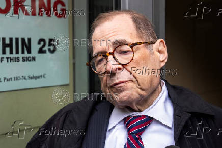 U.S. Congressman Jerry Nadler speaks to members of the media at US Immigration Court in New York City