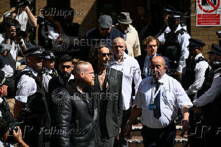 British actor and comedian Russell Brand appears at Southwark Crown Court, in London