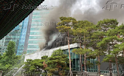 Fire at the Central Buddhist Museum building in Seoul