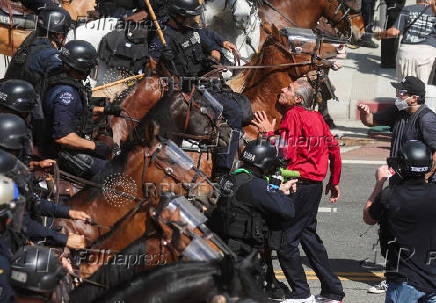 Protest against federal immigration sweeps, in Los Angeles