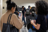 U.S. federal immigration officers at immigration court in New York