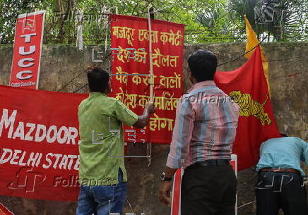 Nationwide strike to oppose government policies in New Delhi