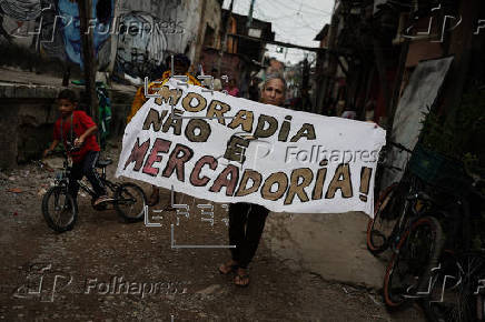 Protesta contra desalojo en la favela do Moinho, Brasil